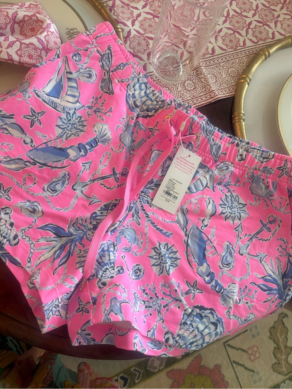 Lilly Pulitzer Hot Pink Seashell Print Lounge Shorts